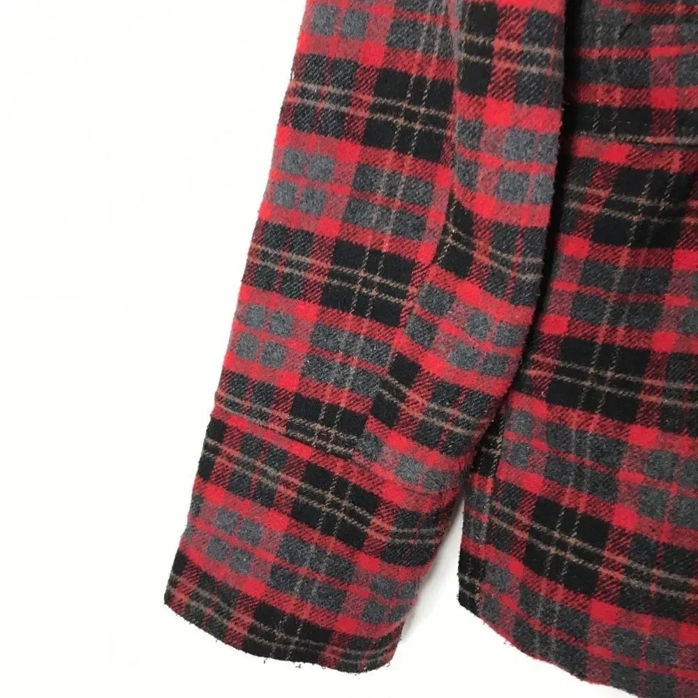 Static Girl Hooded Coat Red Plaid Size 14-16